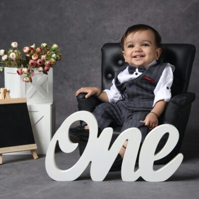 A Little Boy at the First Birthday Photoshoot