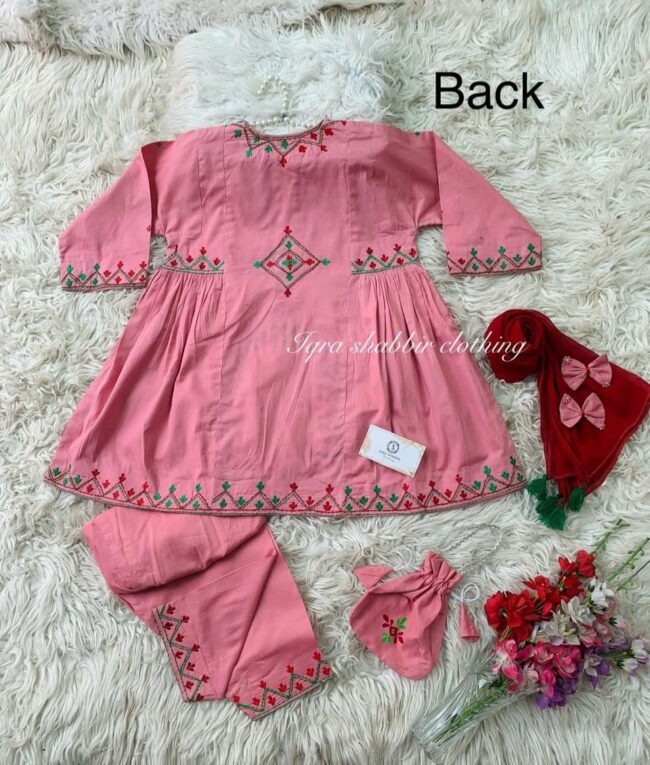Pink Embroidery Frock - Image 2